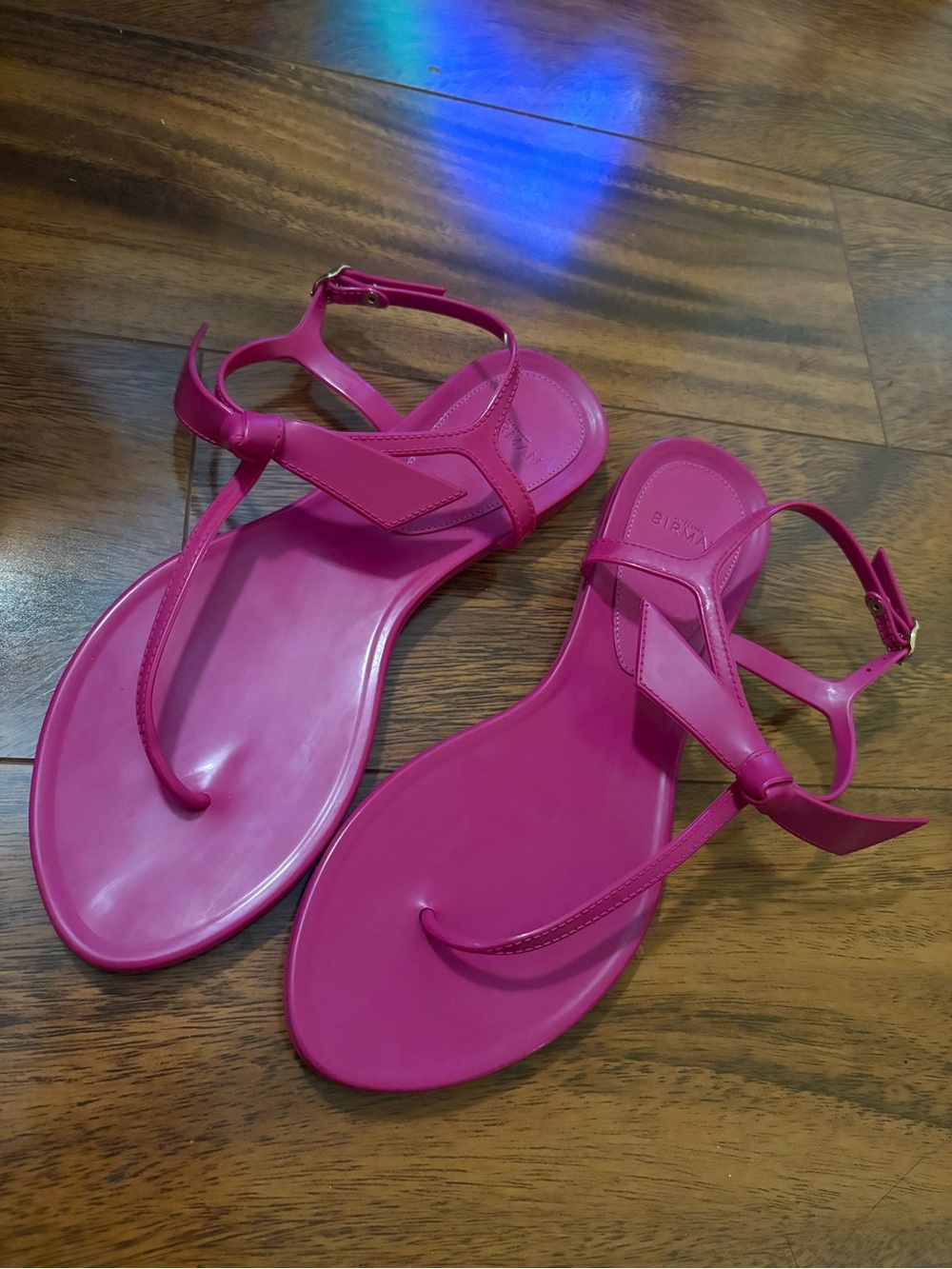 Alexandre Birman Hot Pink T-Strap Sandals